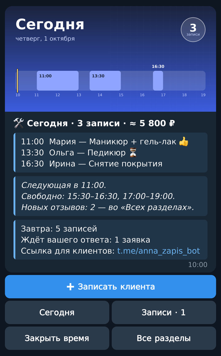 Главный экран «Сегодня»